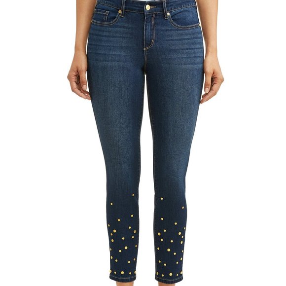 New Skinny Mid Rise Stretchy Studded Ankle Jean. - Picture 1 of 12